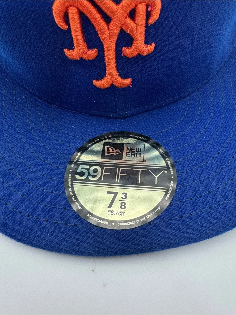 New York Mets Classic Fitted Blue Orange Cap (New Era 59 FFTY) Hat 7 3/8